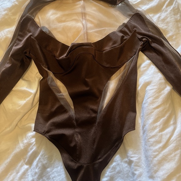 Mugler Brown Illusion Bodysuit - Picture 8 of 11